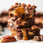 Delicious Turtle Brownies on a Dessert Platter