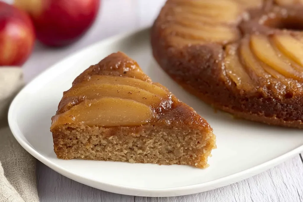Vegan Gluten-Free Apple Upside Down Cake Slice