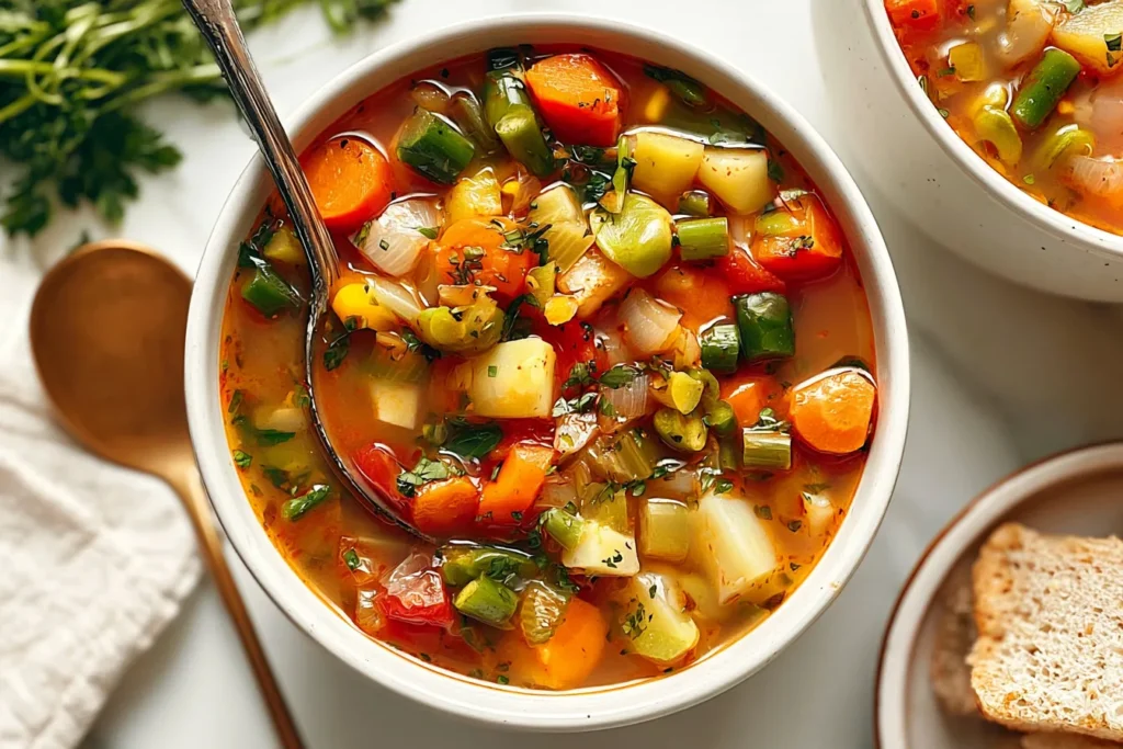 Colorful Vegetable Soup in a Bowl