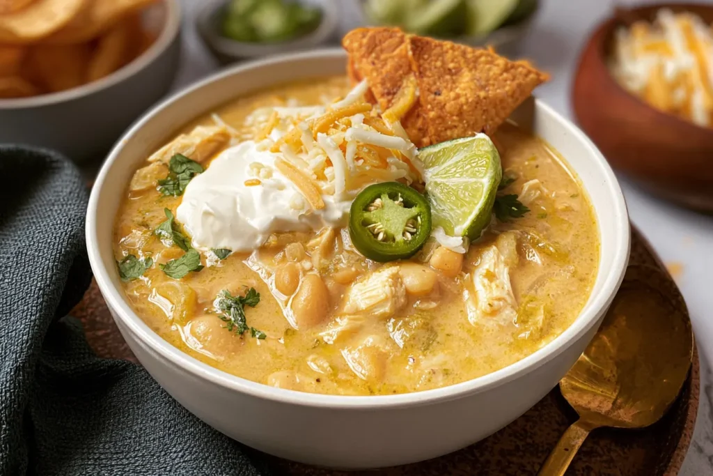 Delicious White Chicken Chili in a Bowl