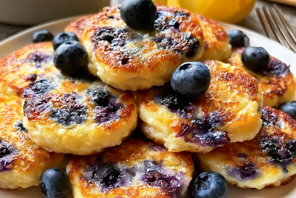 15-Minute Lemon Blueberry Cottage Cheese Pancake Bites