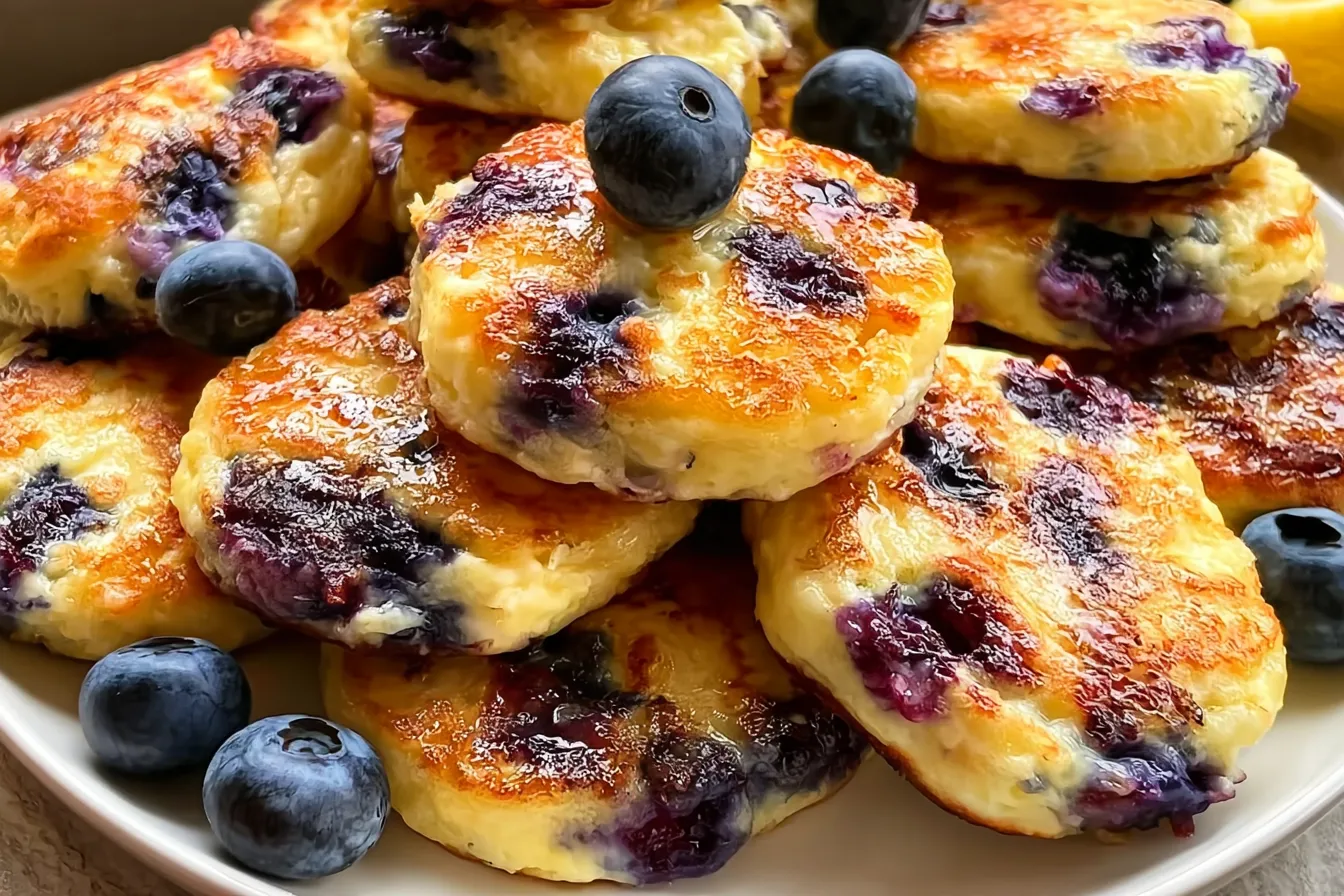 15-Minute Lemon Blueberry Cottage Cheese Pancake Bites 