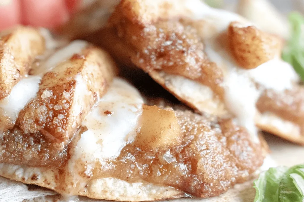 Air Fryer Apple Pie Cheesecake Tacos Ready to Serve