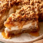 Apple Crumble Cheesecake Slice on a Plate