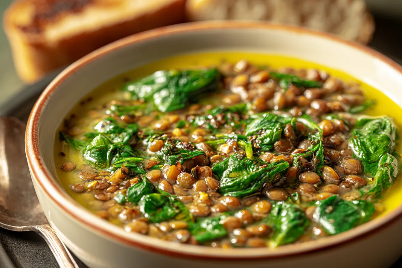 Authentic Zuppa di Lenticchie con Spinaci: Italian Lentil and Spinach Soup 