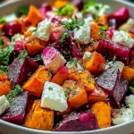 Autumn Glow Salad with Beets, Sweet Potatoes & Feta Bowl