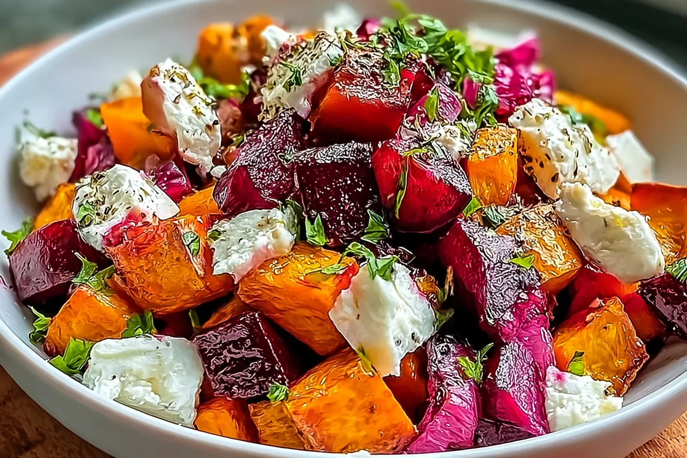 Autumn Glow Salad with Beets, Sweet Potatoes & Feta