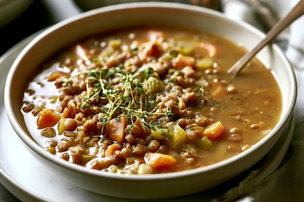 Autumn Lentil Soup in a Bowl: Flavorful and Nourishing