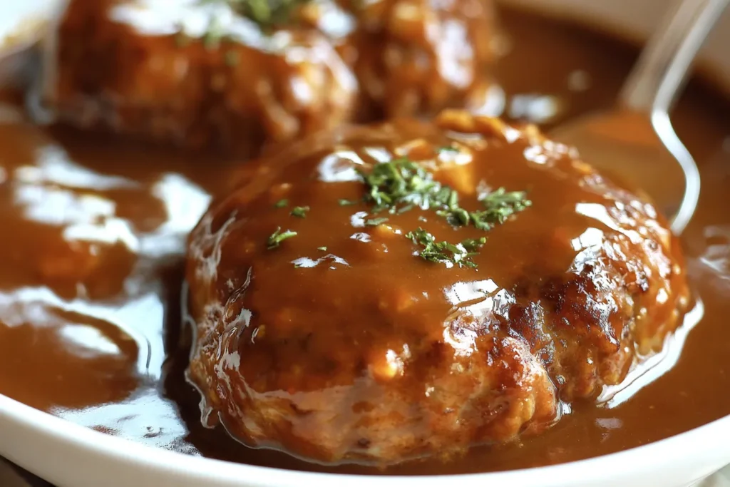 Delicious Homemade Salisbury Steak on a Plate