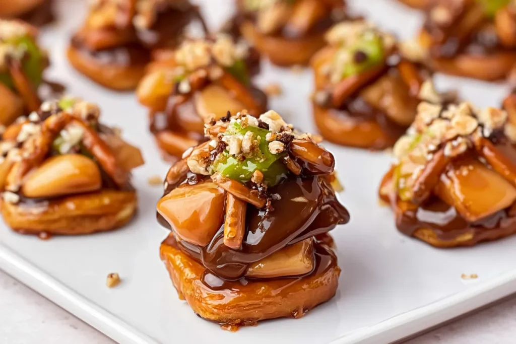 Caramel Apple Pretzel Bites: A Sweet Treat Delight 3 Delicious Caramel Apple Pretzel Bites Ready to Enjoy