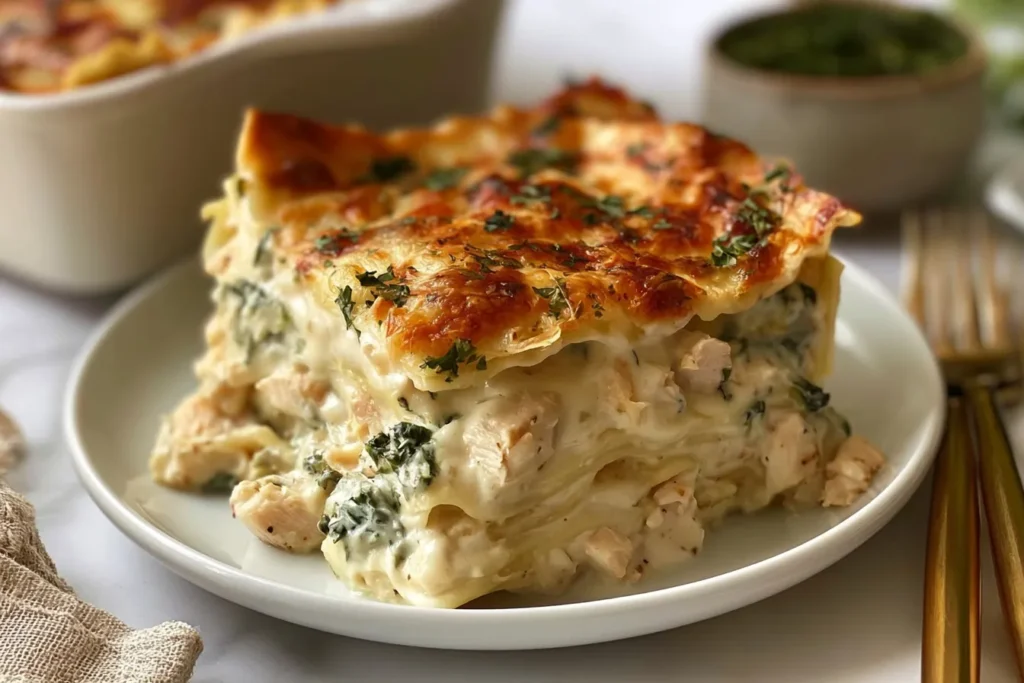 Delicious Chicken Alfredo Lasagna Slice