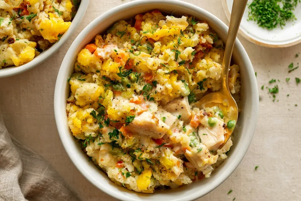 Delicious Chicken and Stuffing Casserole on Table