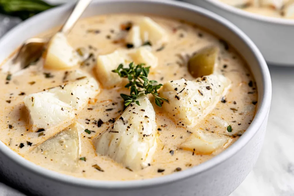 Delicious Cod Chowder in a Bowl