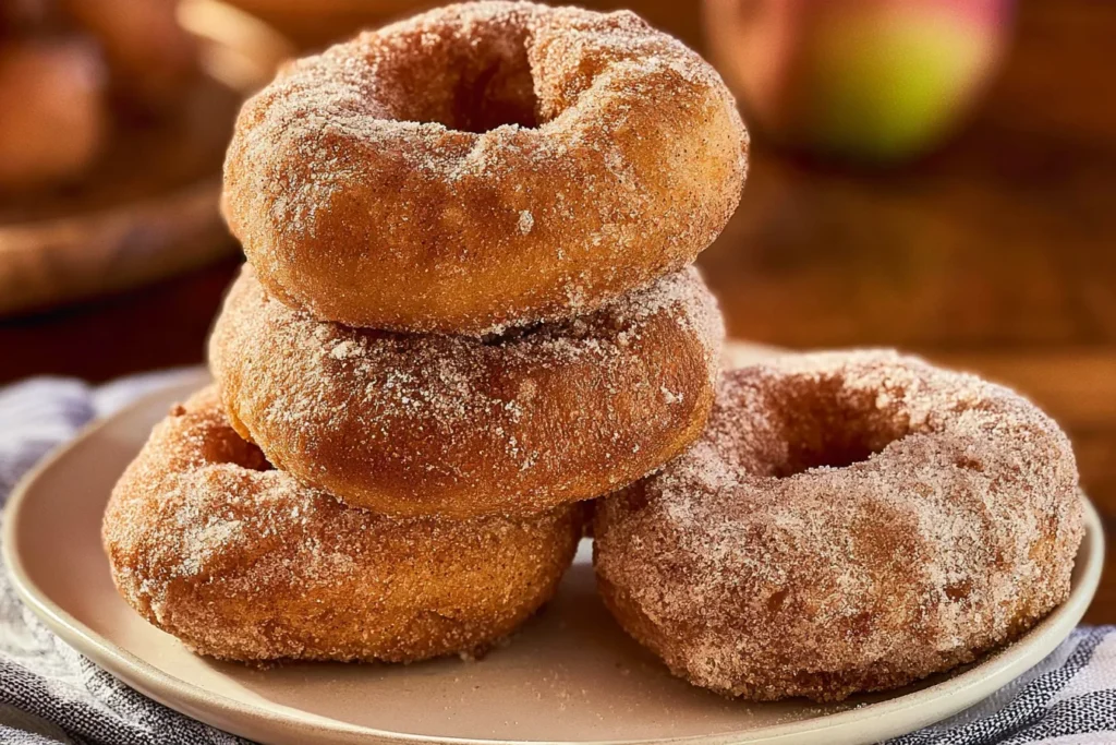 Cozy Cinnamon Sugar Apple Fritters on a Rustic Plate