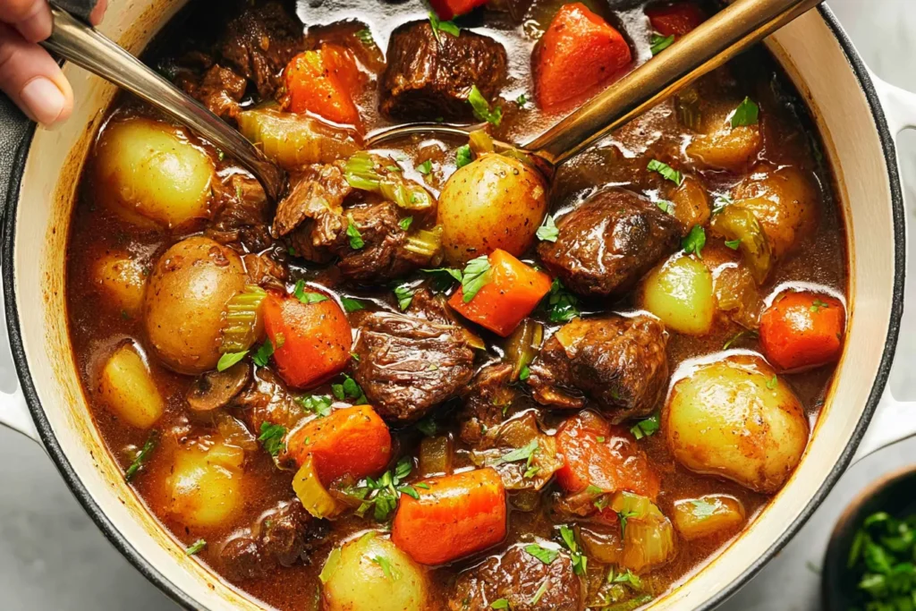 Delicious Dutch Oven Beef Stew Ready to Serve