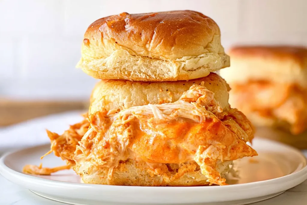 Easy Buffalo Chicken Sliders on Serving Platter