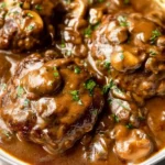 Easy Salisbury Steak Served With Gravy and Mashed Potatoes