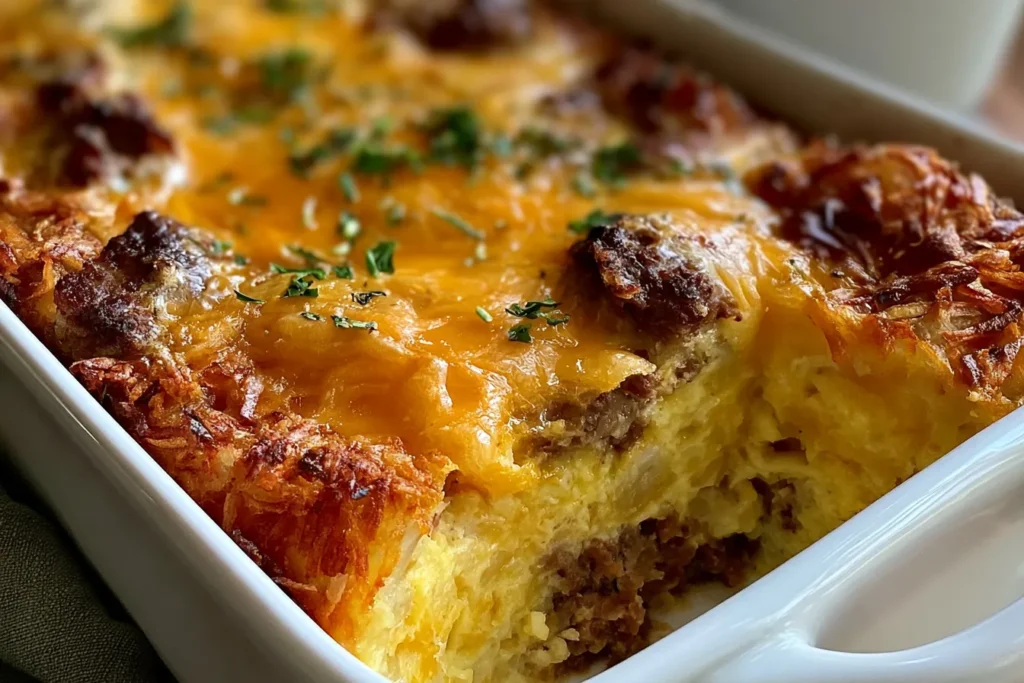 Farmers Breakfast Casserole with Hash Browns and Sausage