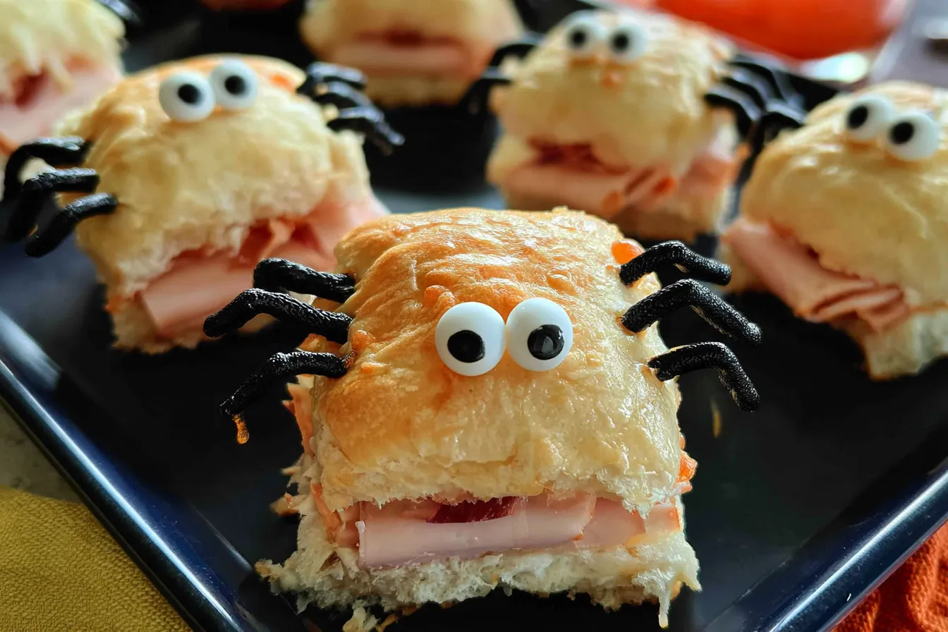 Halloween Turkey and Cream Cheese Spider Sandwiches 