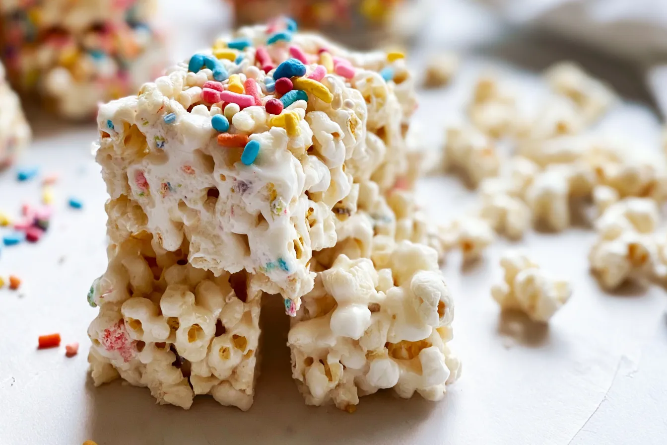 Homemade Funfetti Marshmallow Popcorn Treats Recipe 