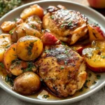 Irresistible Autumn Apple Chicken Plated with Fall Vegetables