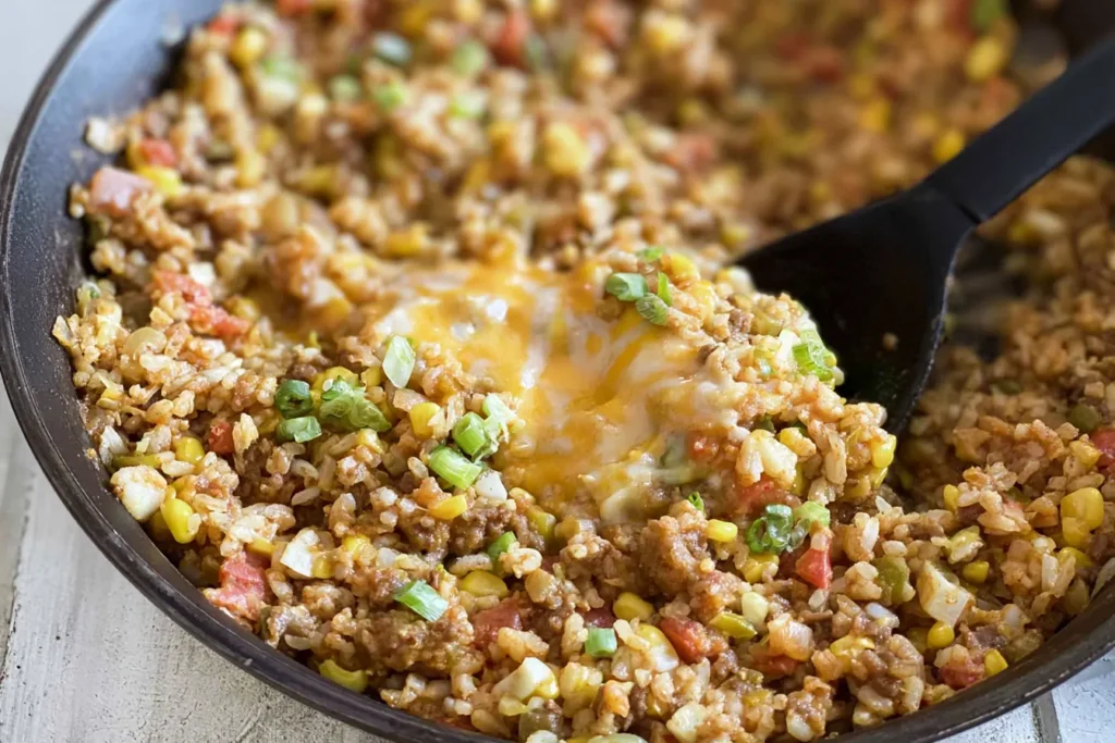 One Pot Mexican Rice Casserole Ready to Serve