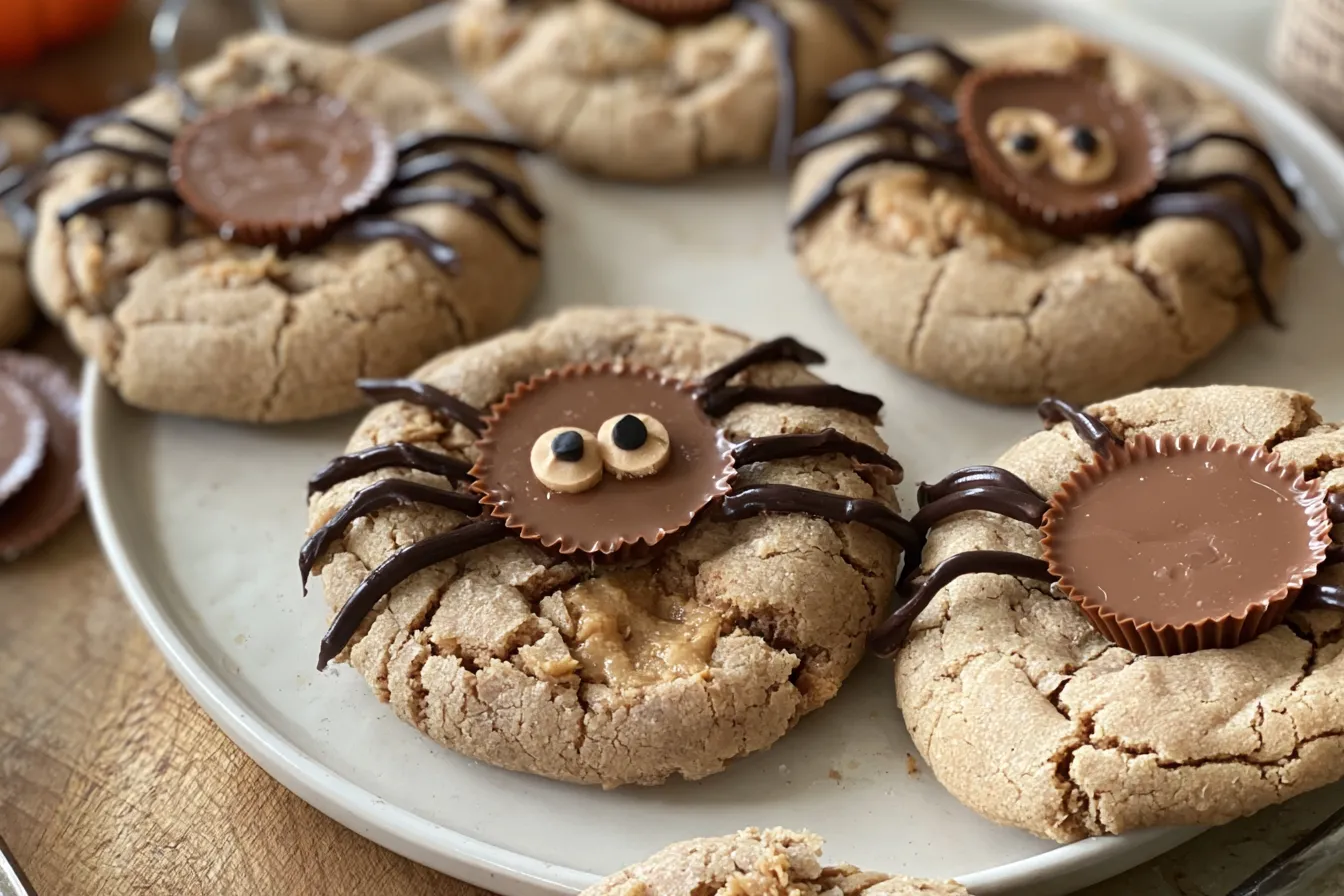 Peanut Butter Cup Spider Cookies 