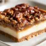 Irresistible Pecan Pie Cheesecake on a Serving Plate