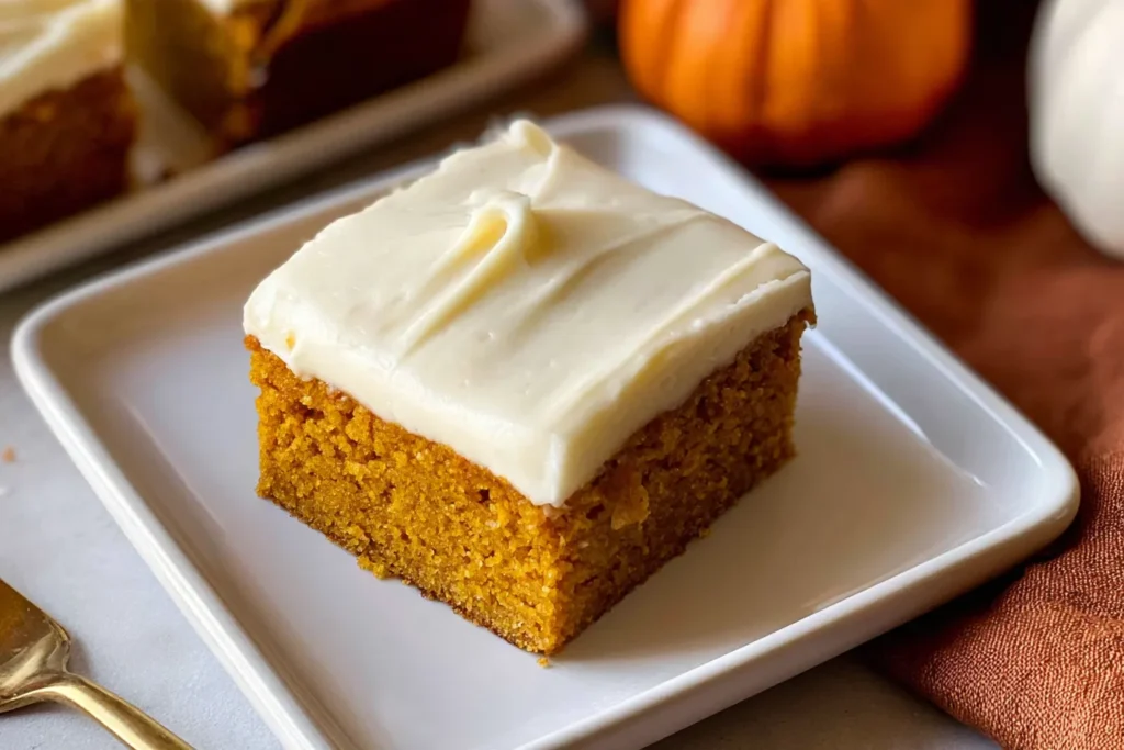 Delicious Pumpkin Bars with Cream Cheese Frosting Slice