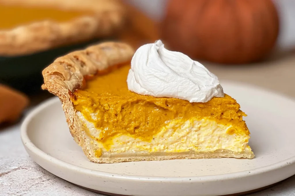 Delicious Pumpkin Cream Cheese Pie Slice