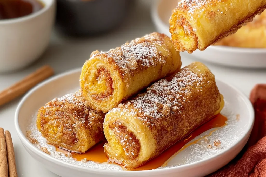 Pumpkin French Toast Roll-Ups on a Festive Platter