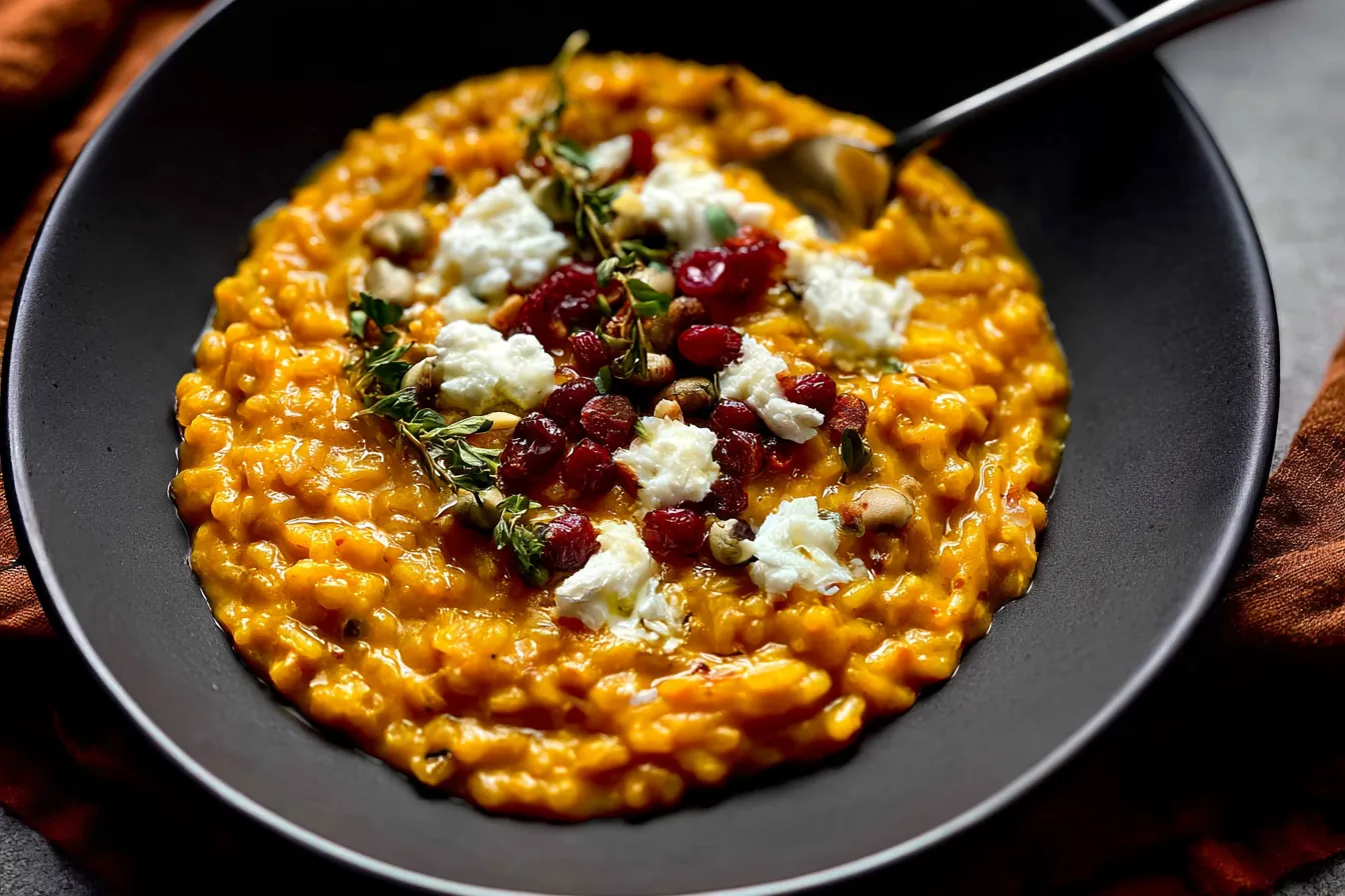 Pumpkin Risotto with Goat Cheese 