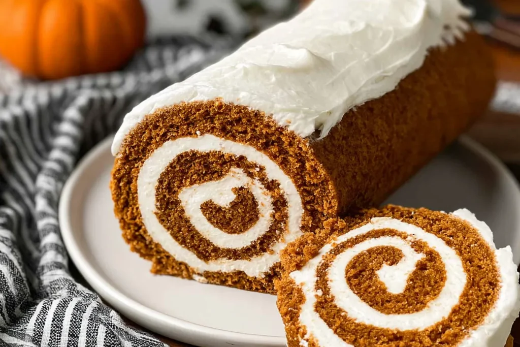 Delicious Pumpkin Roll on a Rustic Table