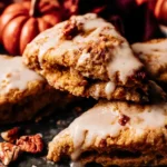 Pumpkin Scones with Maple Glaze Freshly Baked