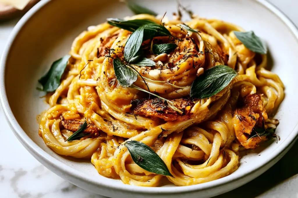 Roasted Pumpkin Pasta Served in a Bowl