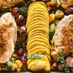 Sheet Pan Maple Mustard Chicken with Fall Vegetables Ready to Serve