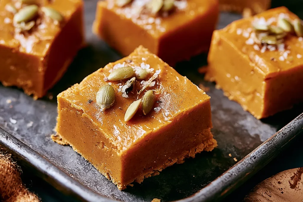 Spiced Vegan Pumpkin Fudge Bars Ready to Enjoy
