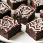 Spiderweb Brownies: Irresistibly Spooky & Delicious Treats 5 Spiderweb Brownies on a Halloween Plate