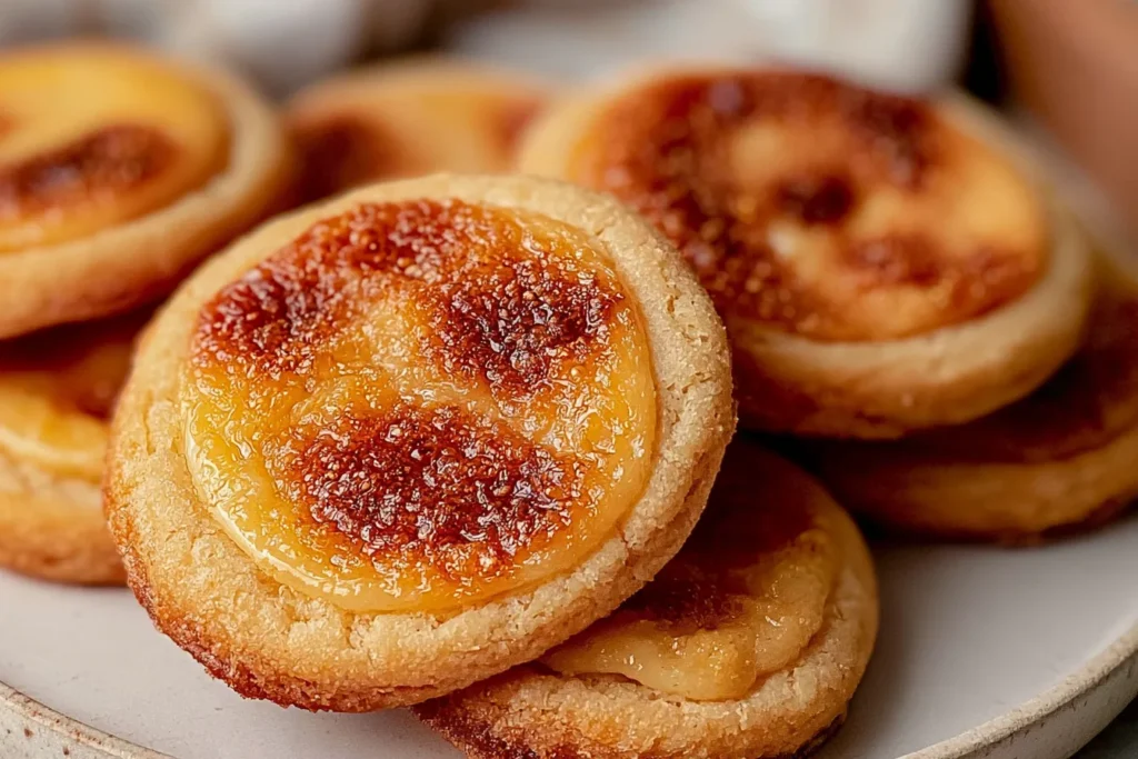 Delicious Vanilla Custard Brûlée Cookies on a Plate