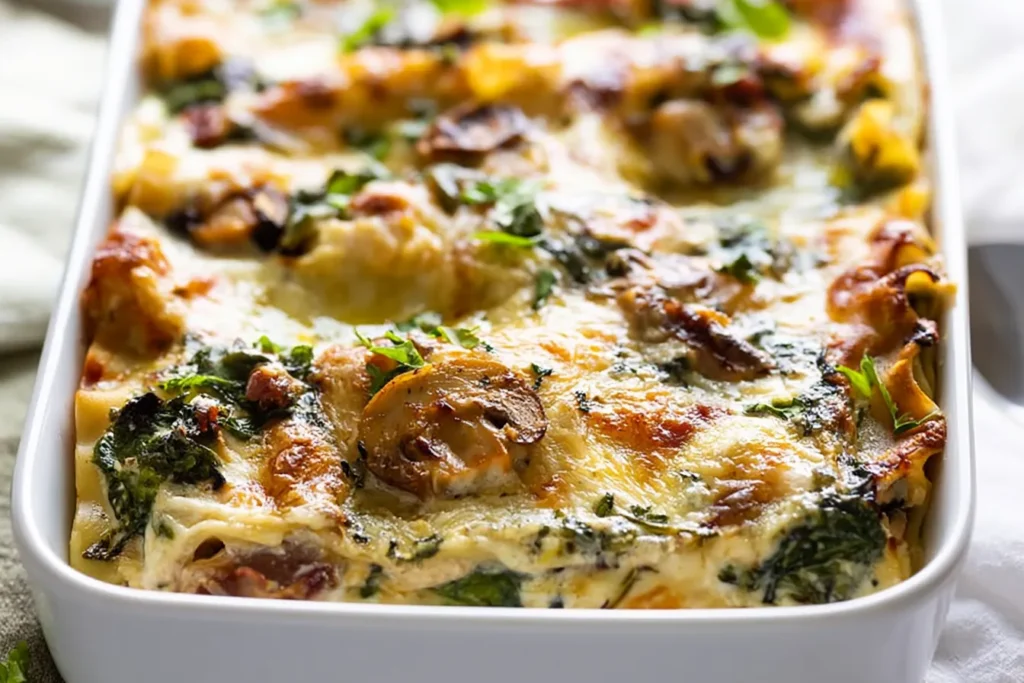 Delicious White Chicken Lasagna with Spinach & Mushroom