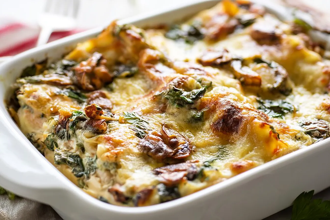 White Chicken Lasagna (with Spinach & Mushroom) Delight 4 White Chicken Lasagna (with Spinach & Mushroom)