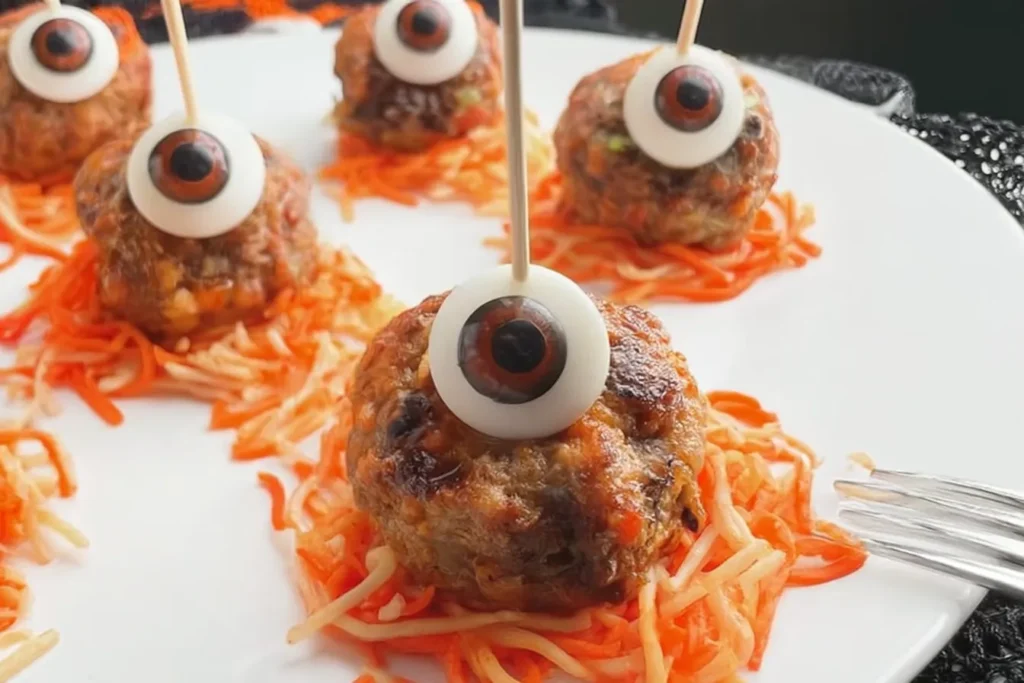 Zombie Eyes Halloween Meatballs - Spooky and Delicious!